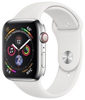 Часы Apple Watch Series 4 GPS + Cellular 40mm Stainless Steel Case with Sport Band Серебристый/Белый Часы Apple Watch Series 4 GPS + Cellular 40mm Stainless Steel Case with Sport Band Серебристый/Белый