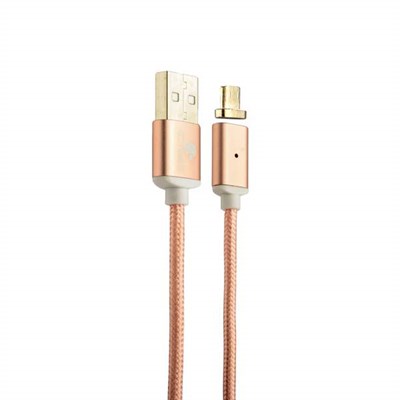 USB дата-кабель COTEetCI M17 с индикатором NYLON microUSB+Magnet System CS2148-MRG (1.2 м) Розовое золото - фото 10184