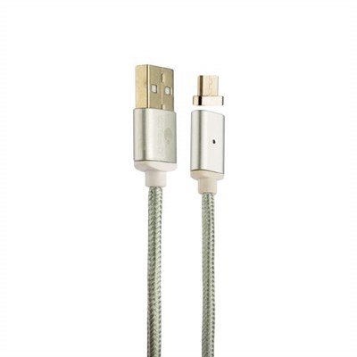USB дата-кабель COTEetCI M17 с индикатором NYLON microUSB+Magnet System CS2148-TS (1.2 м) Серебристый - фото 10185
