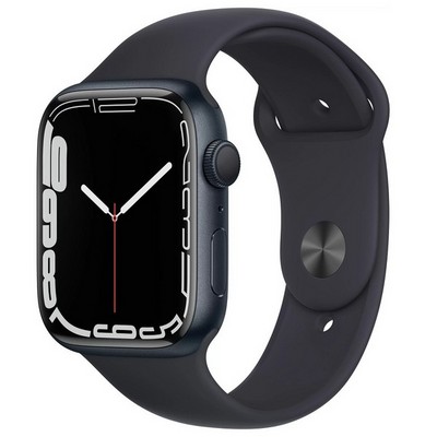 Умные часы Apple Watch Series 7 GPS 45mm Midnight Aluminum Case with Sport Band Midnight, Тёмная ночь, MKN53LL/A - фото 16841