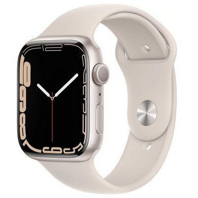 Умные часы Apple Watch Series 7 GPS 45mm Aluminum Case with Sport Band Starlight (Cияющая звезда) MKN63LL/A - фото 16845