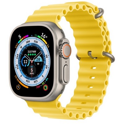 Умные часы Apple Watch Ultra 49 мм Titanium Case, титановый/желтый Ocean Band - фото 17342