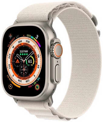Умные часы Apple Watch Ultra 49 мм Titanium Case, титановый/звездный Alpine Loop - фото 17346