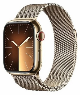 Умные часы Apple Watch Series 9 45 мм Steel Case GPS + Cellular, Gold Milanese Loop - фото 21738