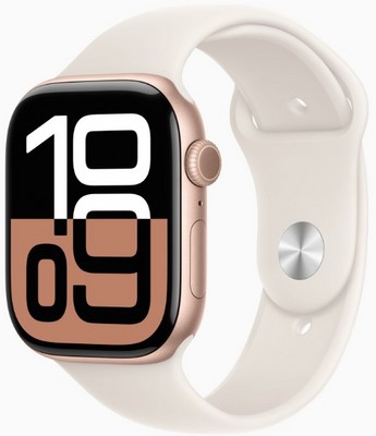 Умные часы Apple Watch Series 10 42 мм Rose Gold Aluminium Case GPS, Starlight Sport Band (Сияющая звезда) - фото 22457