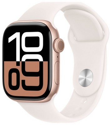 Умные часы Apple Watch Series 10 46 мм Rose Gold Aluminium Case GPS, Light Blush Sport Band (Легкий румянец) - фото 22517