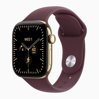 Умные часы Apple Watch Series 12 42 мм Radiant Gold Titanium Case GPS, Burgundy Sport Band (Бордовый) - фото 24563