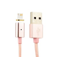 USB дата-кабель COTEetCI M11 с индикатором NYLON Lightning+Magnet System для Apple CS2117-MRG (1.2 м) Розовое золото