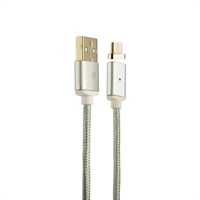 USB дата-кабель COTEetCI M17 с индикатором NYLON microUSB+Magnet System CS2148-TS (1.2 м) Серебристый