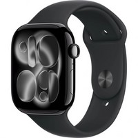 Умные часы Apple Watch Series 11 42 мм Jet black Aluminium Case GPS, Black Sport Band (Черные)